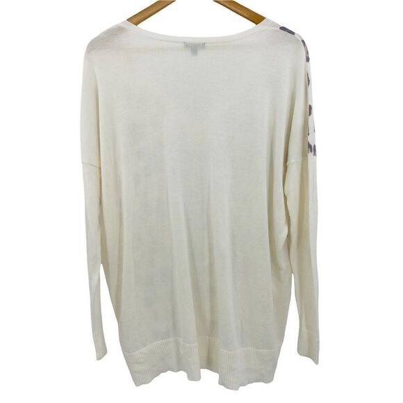 Express snow leopard cream gray print slouchy sweater with zippers size small - Picture 4 of 7